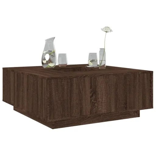 Mesa de Centro 100x100x40cm Derivados Madeira Carvalho Castanho