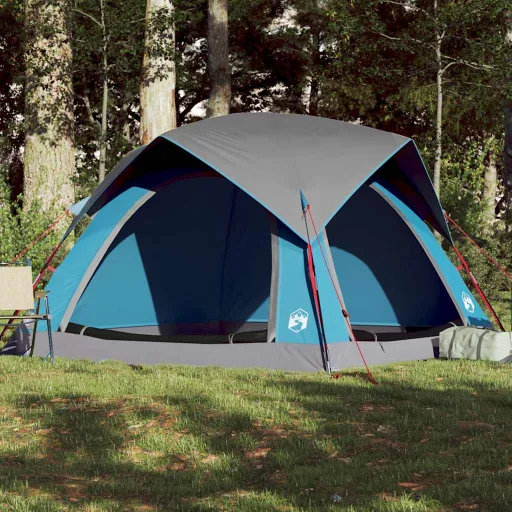 Tenda de Campismo Cabana para 4 Pessoas Impermeável Azul