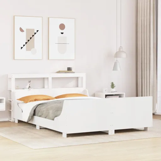 Cama Sem Colchão 120x190 cm Madeira de Pinho Maciça Branco