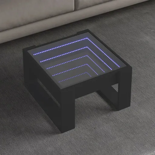 Mesa de Centro Luzes LED Infinity 50x53x30 cm Preto