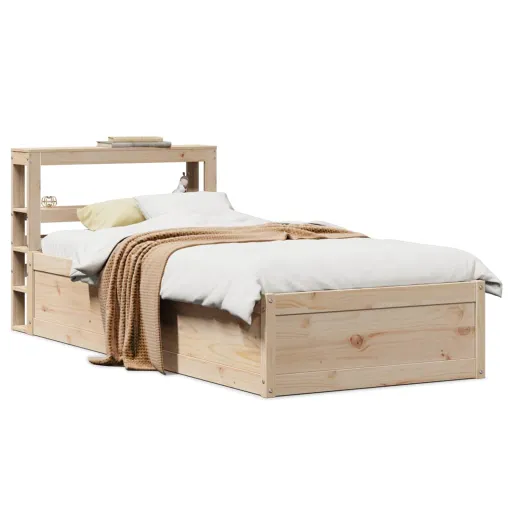 Estrutura de Cama com Cabeceira 90x190 cm Pinho Maciço