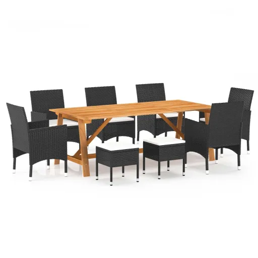 Conjunto de Jantar para Jardim Preto (9 pcs)