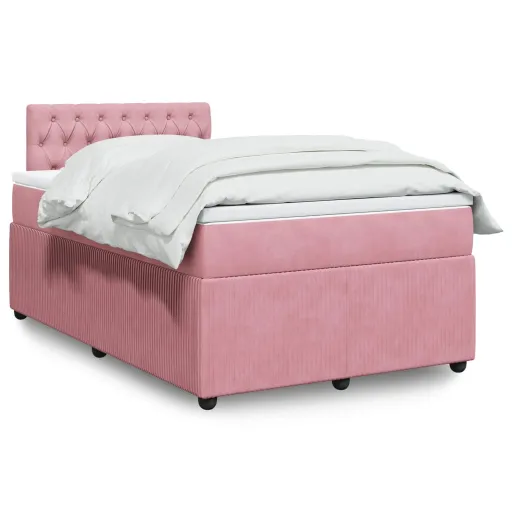 Cama Boxspring com Colchão 120x190 cm Veludo Rosa