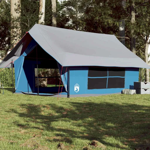 Tenda de Campismo para 5 Pessoas Tecido Impermeável Azul
