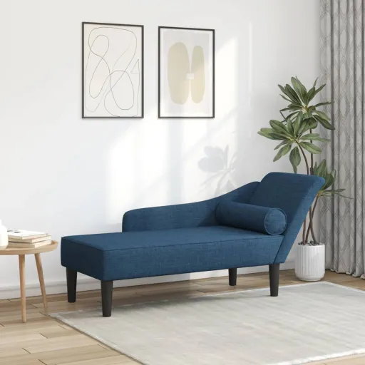 Chaise Lounge com Almofadões Tecido Azul