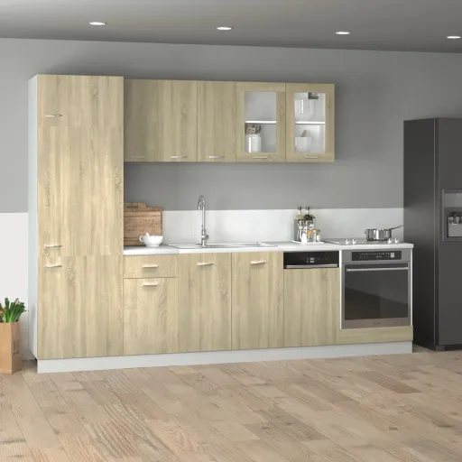 Conjunto Móveis de Cozinha “Lyon”   Carvalho Sonoma (8 pcs)