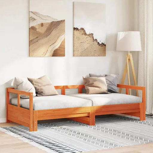Sofá-Cama Sem Colchão 90x200 cm Pinho Maciço Castanho-Mel