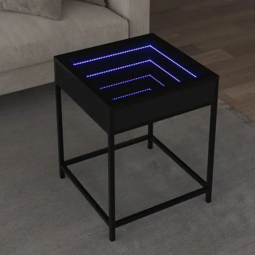 Mesa de Centro com Luzes LED Infinity 40x40x51 cm Preto
