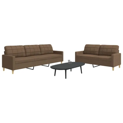 Conjunto de Sofás Tecido Castanho (2 pcs)