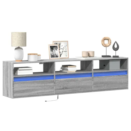 Móvel de Parede p/ TV c/ Luzes LED 180x31x45 cm Cinzento Sonoma
