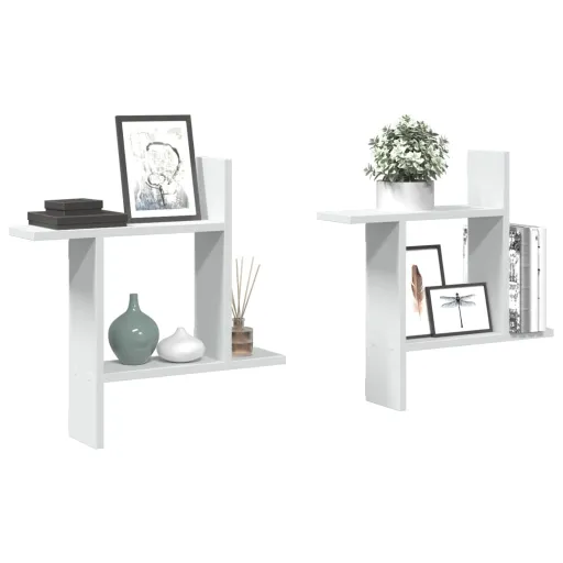 Prateleiras de Parede   50x12x50cm Derivados Madeira Branco (2 pcs)