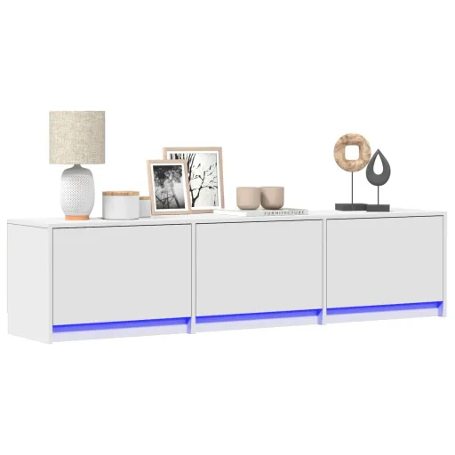 Móvel de TV com Luzes LED Derivados de Madeira Branco