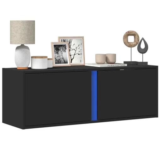 Móvel de Parede para TV com Luzes LED 100x31x35 cm Preto