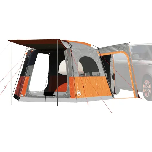 Tenda de Campismo p/ 4 Pessoas Impermeável Cinzento/Laranja