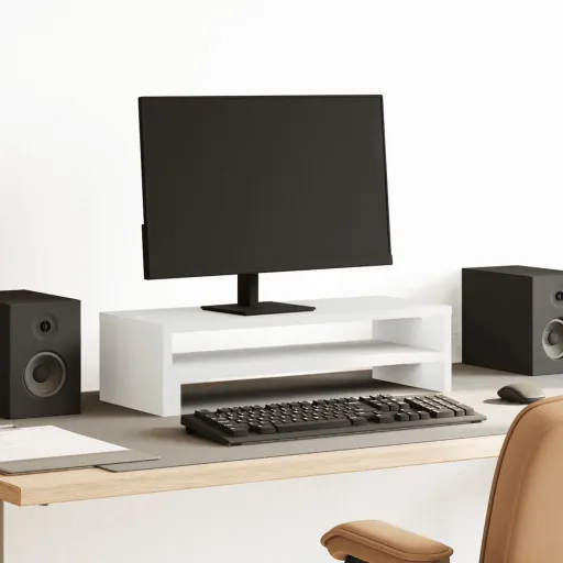 Suporte para Monitor 54x22x15 cm Derivados de Madeira Branco