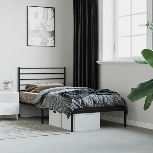 Estrutura de Cama com Cabeceira 80x200 cm Metal Preto