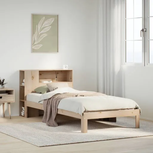 Cama com Estante Sem Colchão 90x200 cm Pinho Maciço