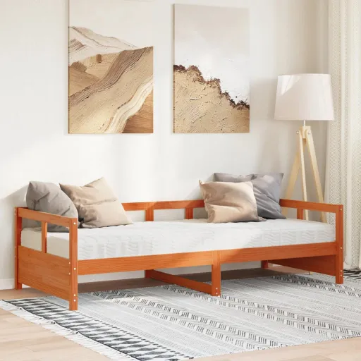 Sofá-Cama com Colchão 80x200 cm Pinho Maciço Castanho-Mel