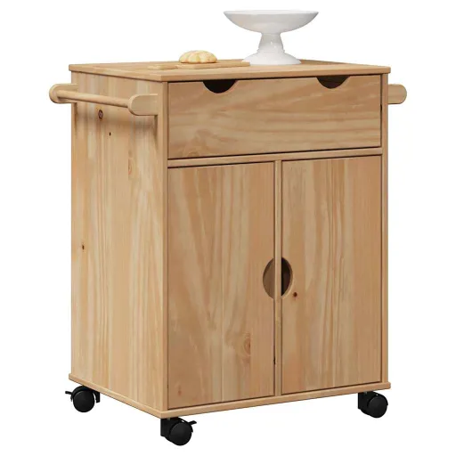 Carrinho de Cozinha OTTA 59x45x80 cm Madeira de Pinho Maciça