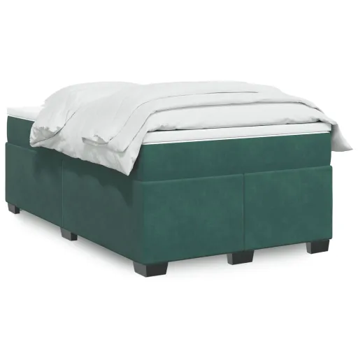 Cama Boxspring com Colchão 120x200 cm Veludo Verde-Escuro