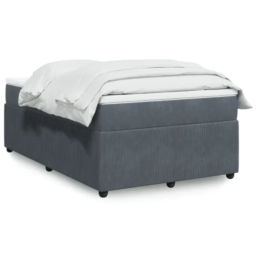 Cama Boxspring com Colchão 120x200 cm Veludo Cinzento-Escuro