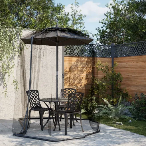 Rede Mosquiteira para Guarda-Sol Malha 220 Φ300x230 cm Preto