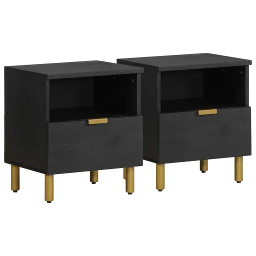 Mesa de Cabeceira 40x33x46 cm Derivados de Madeira Preto