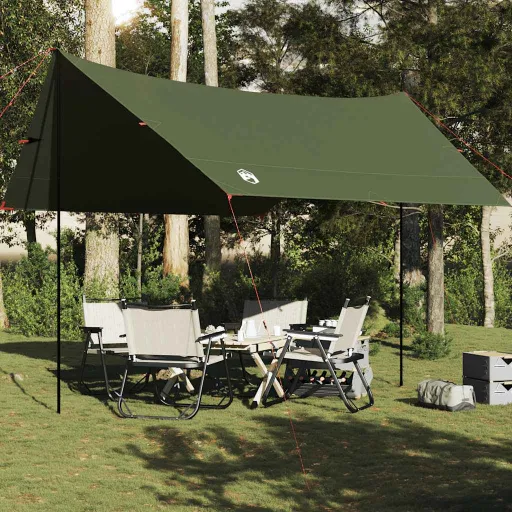 Lona de Campismo 438x376x212 cm Impermeável Verde Azeitona