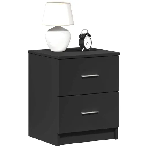 Mesas de Cabeceira   com 2 Gavetas 40x36x50 cm Preto (2 pcs)