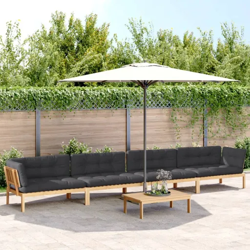 Móveis de Paletes p/ Jardim com Almofadões Acácia Maciça (5 pcs)