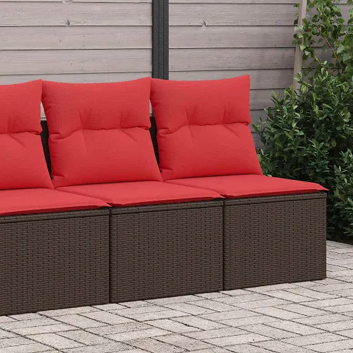 Conj. Sofás Jardim c/ Almofadões Vime PE/Acácia Castanho (2 pcs)