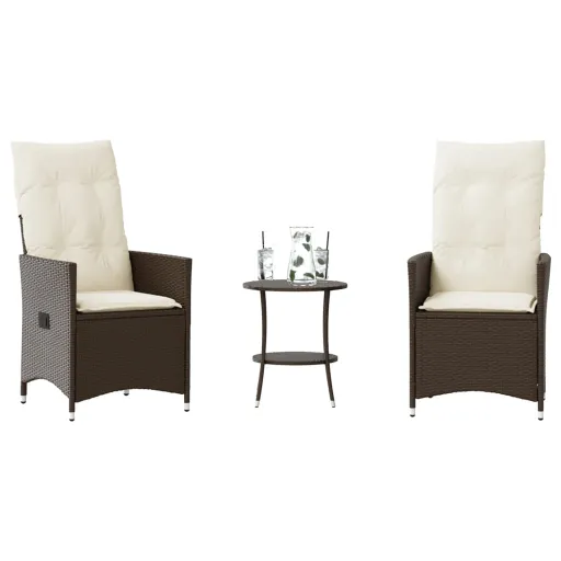 Conjunto Bistrô com Almofadões Vime PE Castanho (3 pcs)