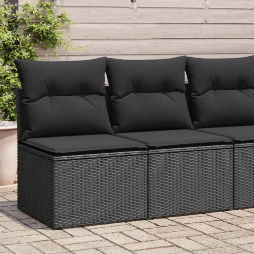 Conjunto Sofás Jardim c/ Almofadões Vime PE/Acácia Preto (2 pcs)