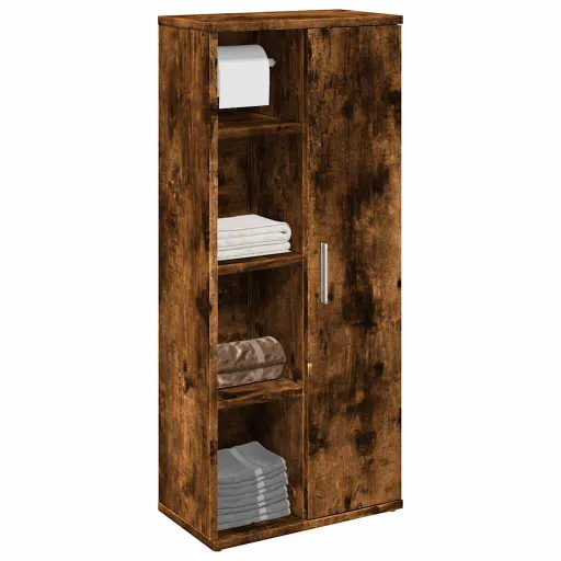 Móvel p/Casa Banho c/Suporte Rolos 39x22x90 cm Carvalho Fumado