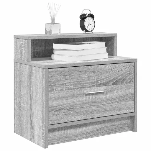 Mesa de Cabeceira com Gaveta 51x31x47 cm Cinzento Sonoma