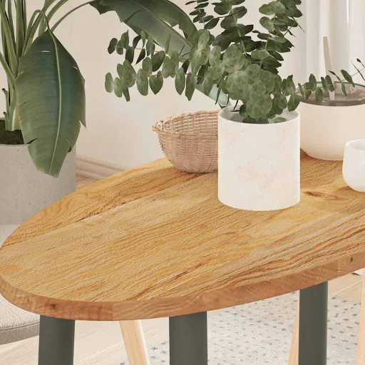 Tampo de Mesa 80x40x2 cm Carvalho Maciça Oval Castanho-Claro