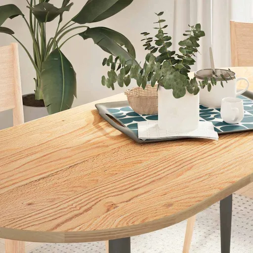 Tampo de Mesa 140x60x2 cm Madeira de Carvalho Maciça Oval