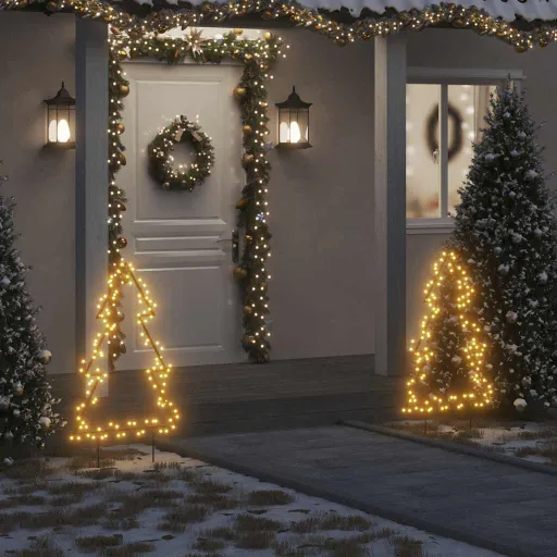 Decoração Árvore de Natal c/ Luz e Estacas 115 Luzes LED 90 cm