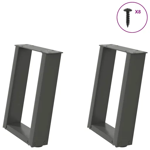 Pés para Mesa de Centro em Formato de U, 2 Peças, Antracite, 28x(42-43) cm, Aço