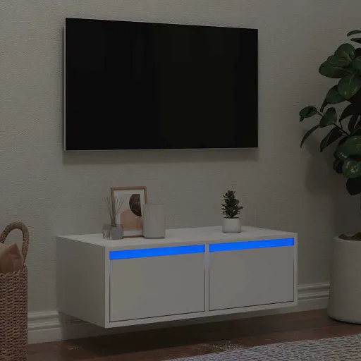 Móvel de TV com Luzes LED 75x35,5x25 cm Branco