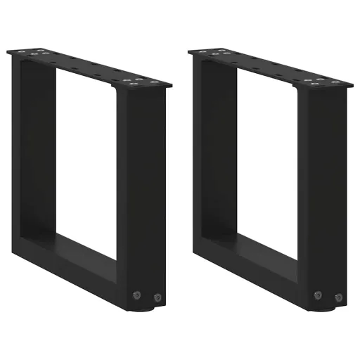 Pés para Mesa de Centro em Formato de U, 2 Peças, Preto, 30x(30-31) cm, Aço