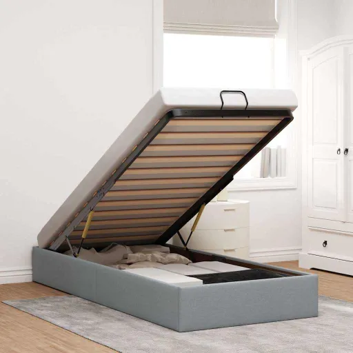 Estrutura de Cama Otomana Sem Colchão 80x200 cm Cinzento Claro