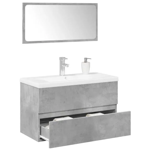 Conj. Móveis Casa Banho Derivados Madeira Cinza Cimento (3 pcs)