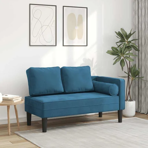 Chaise Lounge com Almofadões Veludo Azul