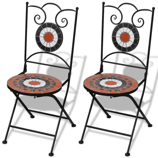 Cadeiras de Bistrô Dobráveis   Cerâmica Terracota e Branco (2 pcs)