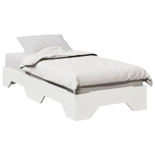 Cama Sem Colchão Empilháveis 90x190 cm Madeira Maciça Branco