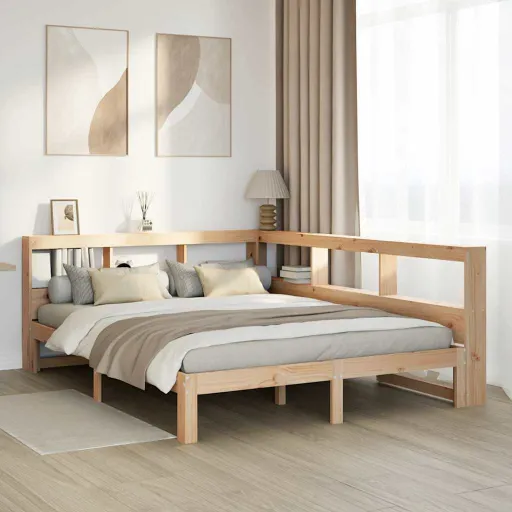 Cama com Estante Sem Colchão 150x200 cm Pinho Maciço