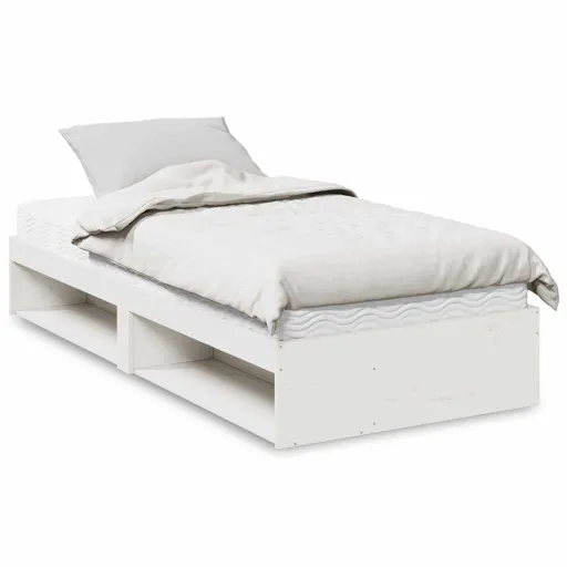 Sofá-Cama com Colchão 80x200 cm Madeira de Pinho Maciça Branco