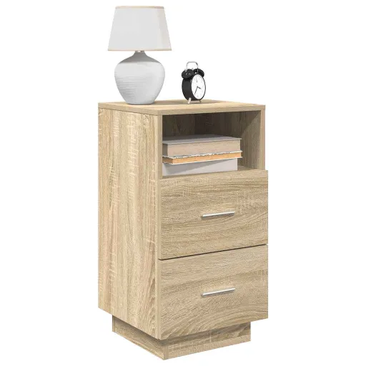 Mesa de Cabeceira com 2 Gavetas 36x36x68 cm Carvalho Sonoma
