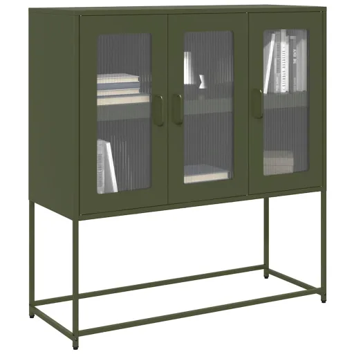 Aparador 100,5x39x107 cm Aço Laminado a Frio Verde-Azeitona